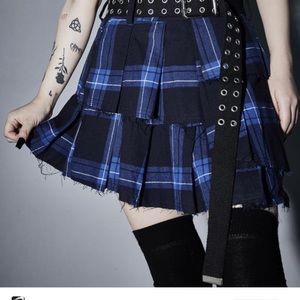 DOLLS KILL Plaid mini Skirt with Belt